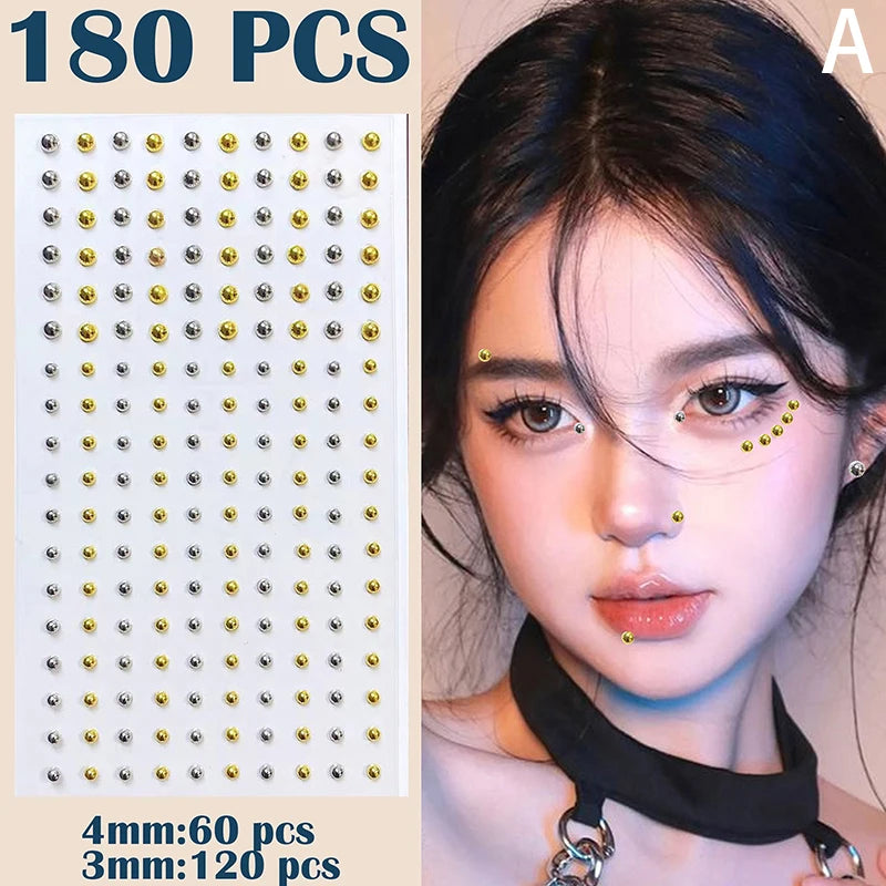 Fake Piercings Face Body Jewellery Stickers Nose Stud Self Adhesive Faux Studs