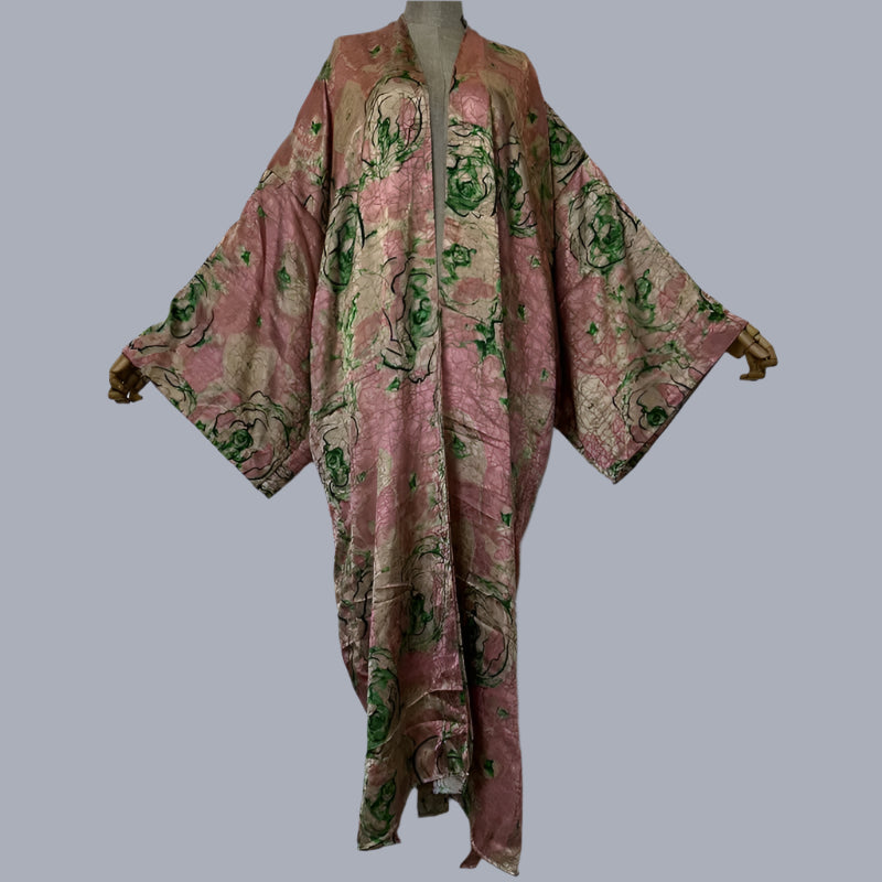 Paris Double-sided Print Silk Feel Long Sleeve Boho Kimono Duster