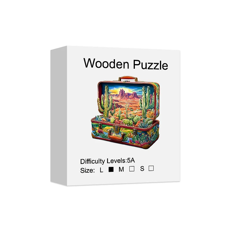 Arizona Adventures Cactus Suitcase Unique Shape Wooden Jigsaw Puzzles