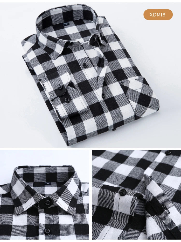 Woodsman Slim-fit Brushed Flannel Plaid Shirts 13 Colours