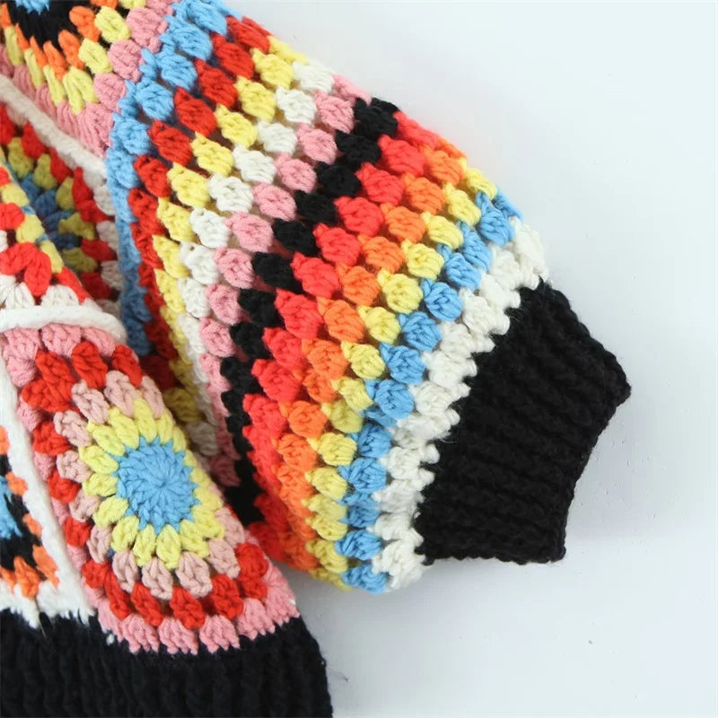 Gam Gam Granny Squares Knit Buttonless Cardigans