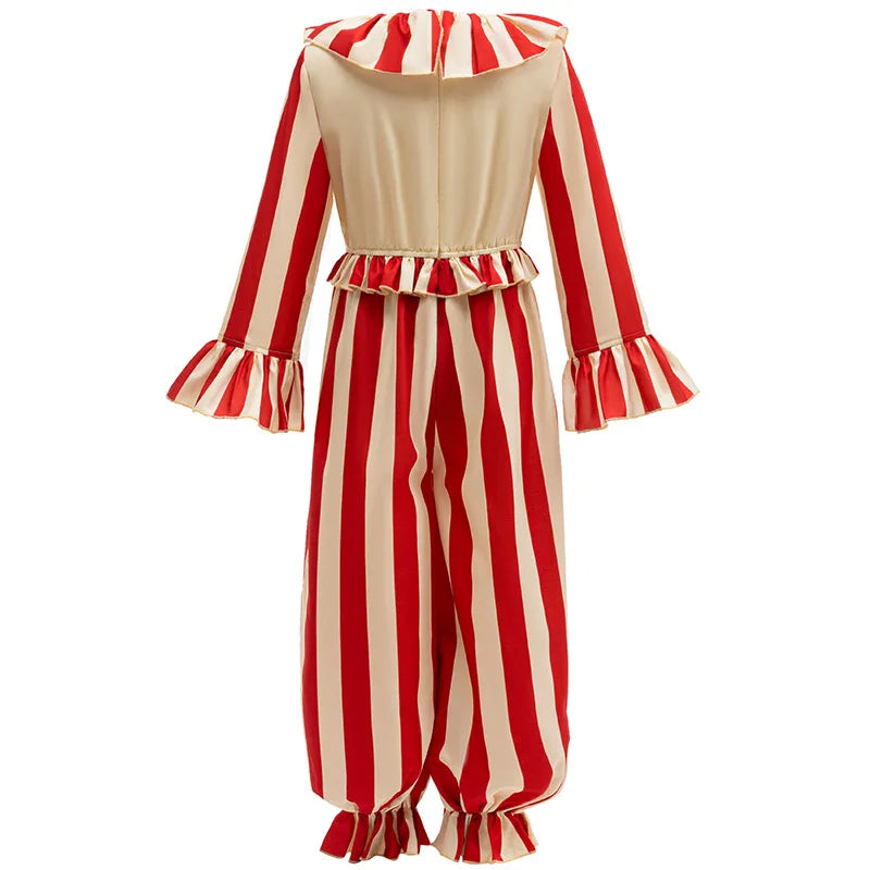 Clown In A Cornfield Kid Cosplay Halloween Costume Girls Boy Clown Jumpsuit