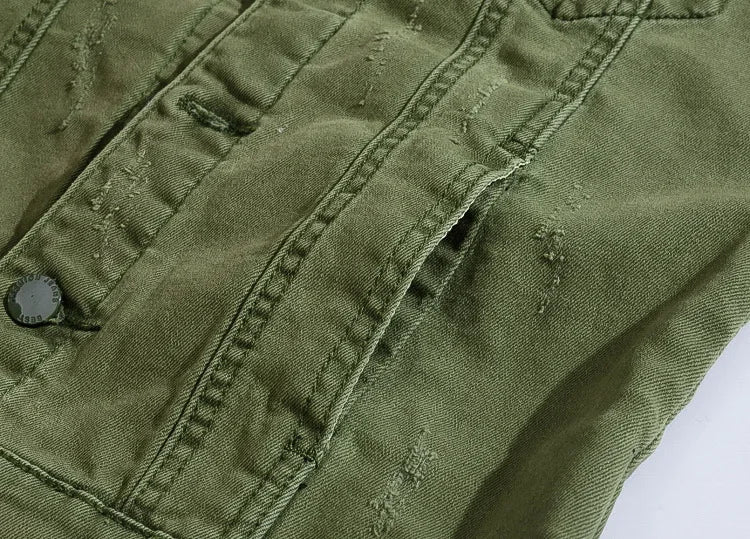 Woodsman Ripped Denim Vests Jackets