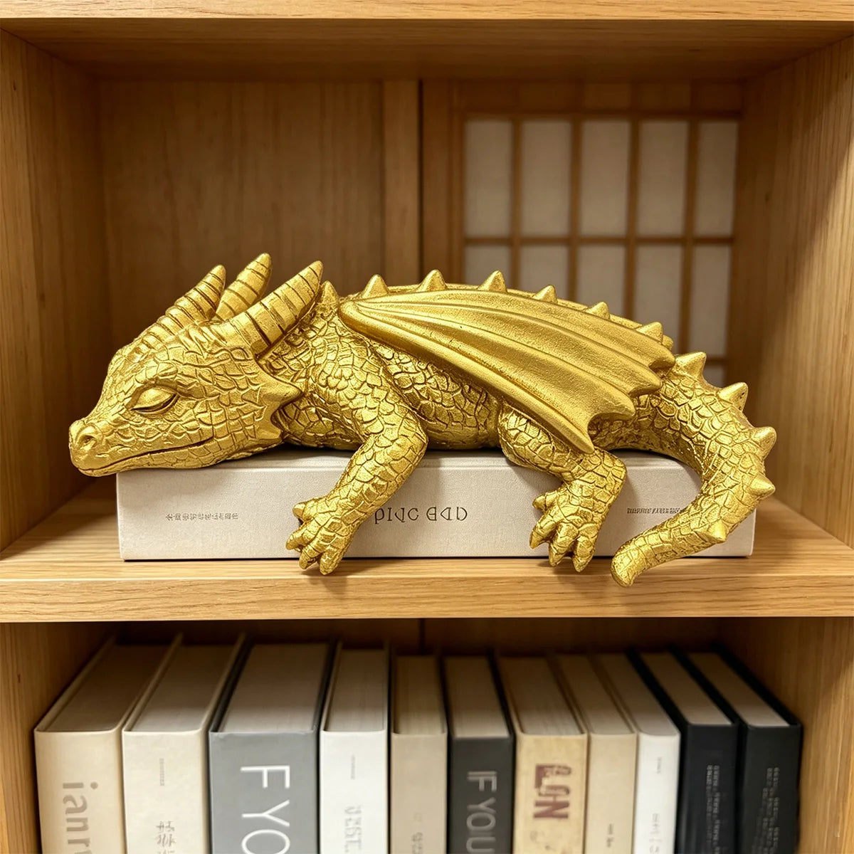Resin Sleeping Baby Dragon Bookshelf Ornament