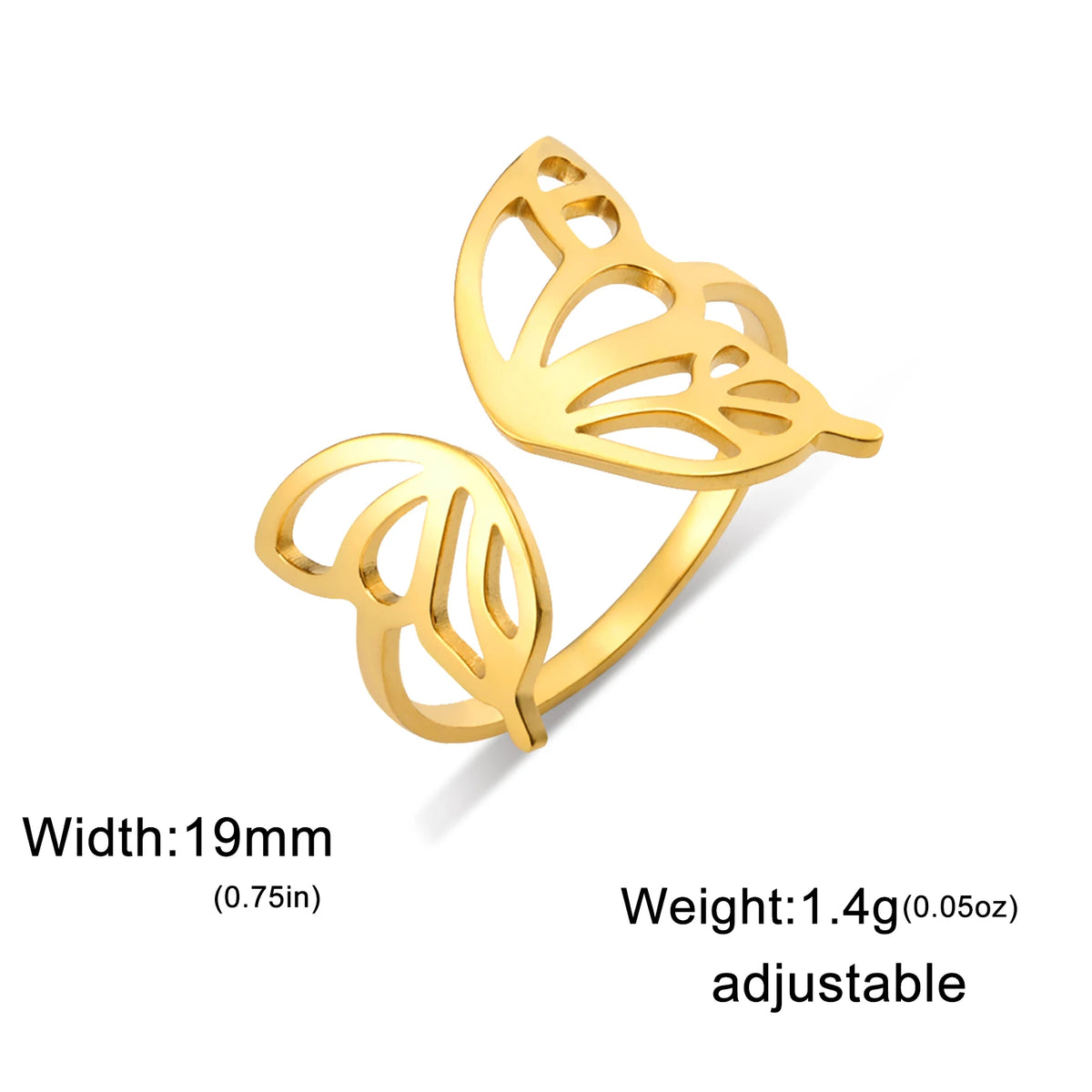 Open Butterfly Ring Stainless Steel Gifts Under $10