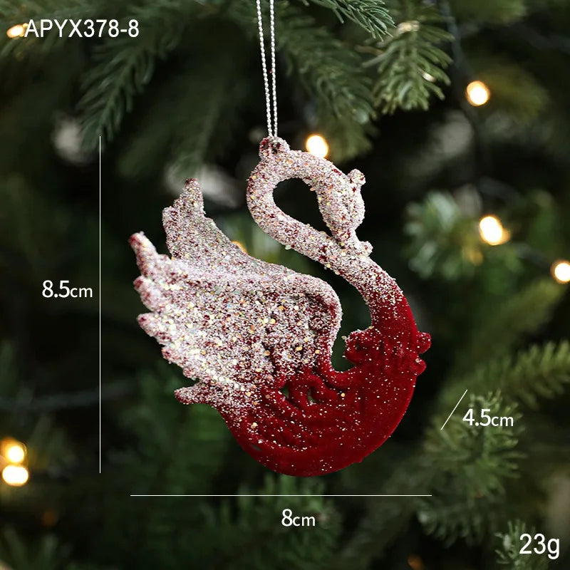 Christmas Snow Kissed Hanging Ornaments Ballet Girl Elk Swan