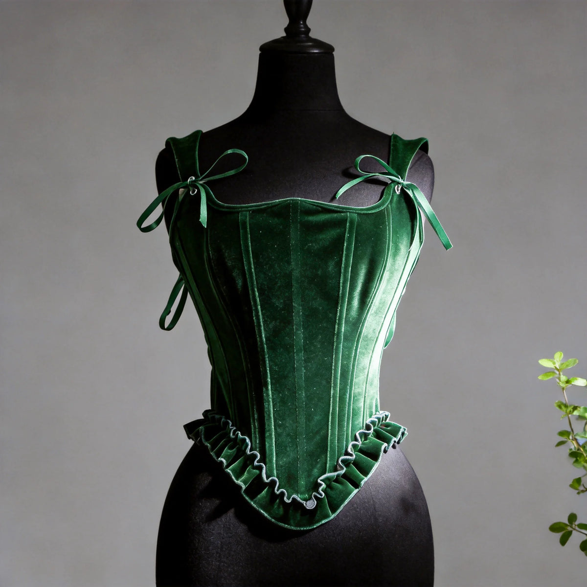 Delphine's Velvet Corset Over Bust Lace Up Boned Bodice 4 Colours