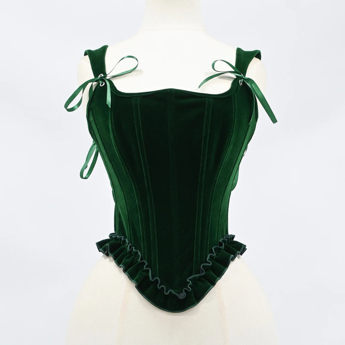 Delphine's Velvet Corset Over Bust Lace Up Boned Bodice 4 Colours