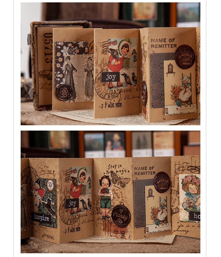 100pcs Vintage Plant Butterfly Kraft Paper Double-sided Note Cards