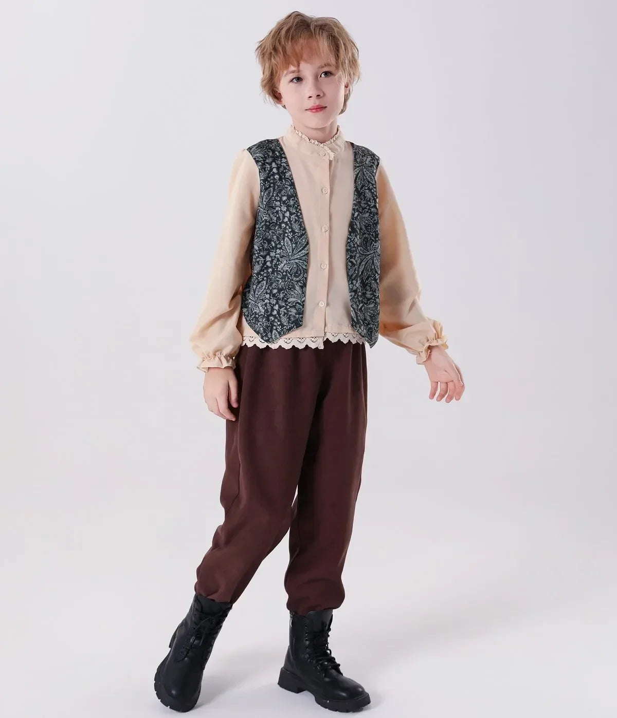 Medieval Peasant Children Cosplay Halloween Stage Performance Costumes