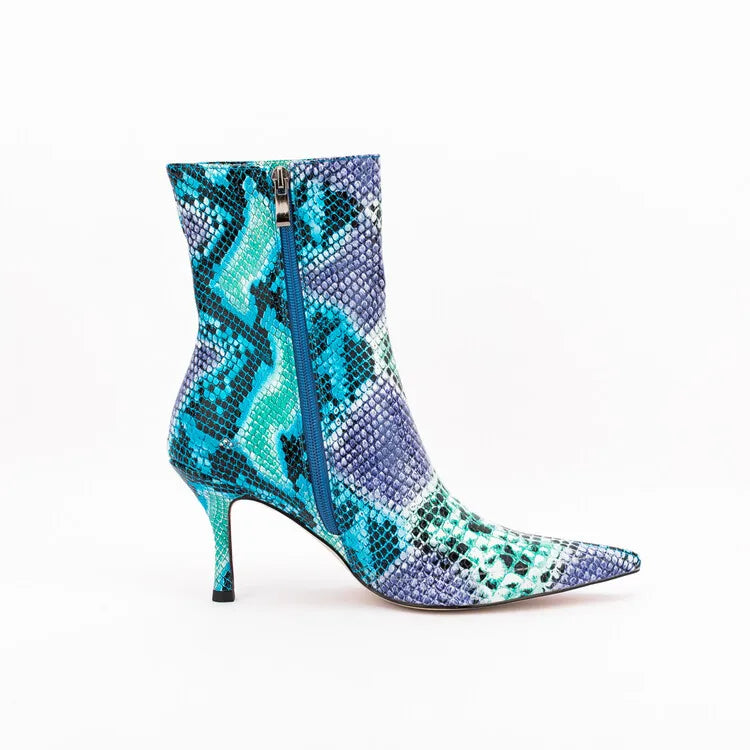 Sssseriously Ssssasssy Sssshort Boots Black Red Snake Ankle Boots