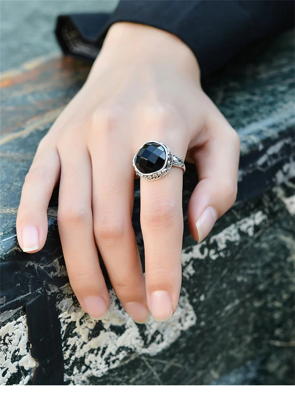 The Night's Court S925 Sterling Silver Ring Ancient Totem Rhombus Agate