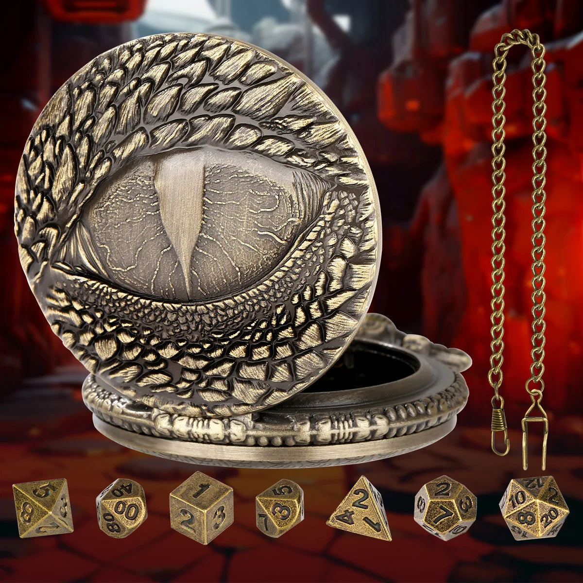 Brass DND Dice Case Vintage Cthulhu Pocket Watch One Eyed Octopus Pocket Watch Style Case
