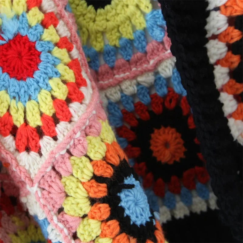 Gam Gam Granny Squares Knit Buttonless Cardigans