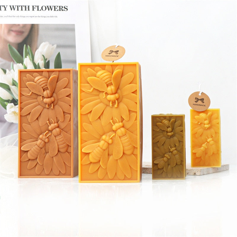 Bee Flower Silicone Mould DIY Soap Resin Baking Plaster Candle Making Moulds