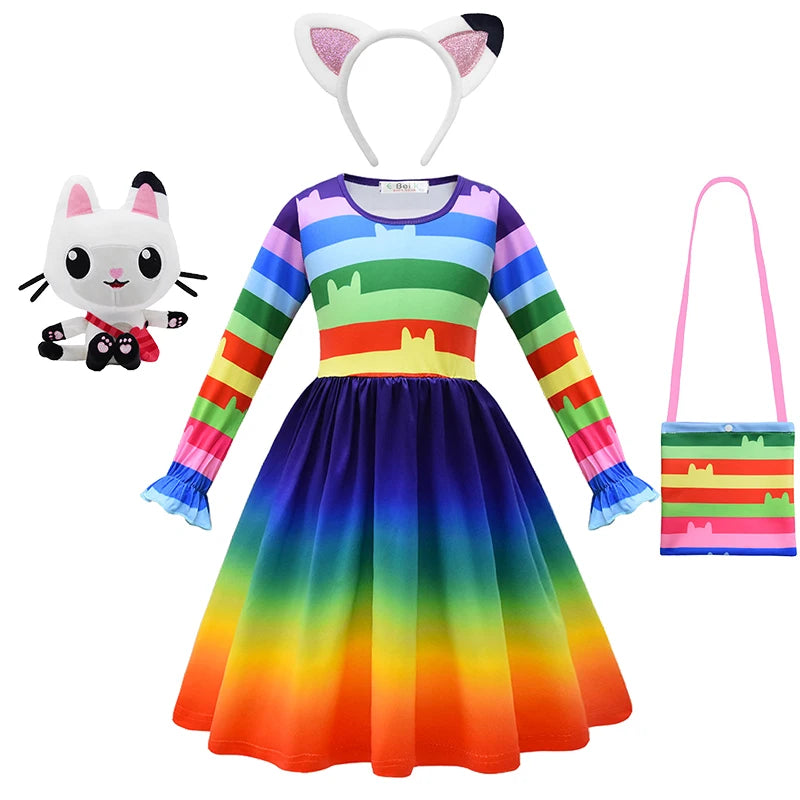 Cat Gabby Doll Striped Fancy Dress Halloween Cosplay Book Week Children's Costume