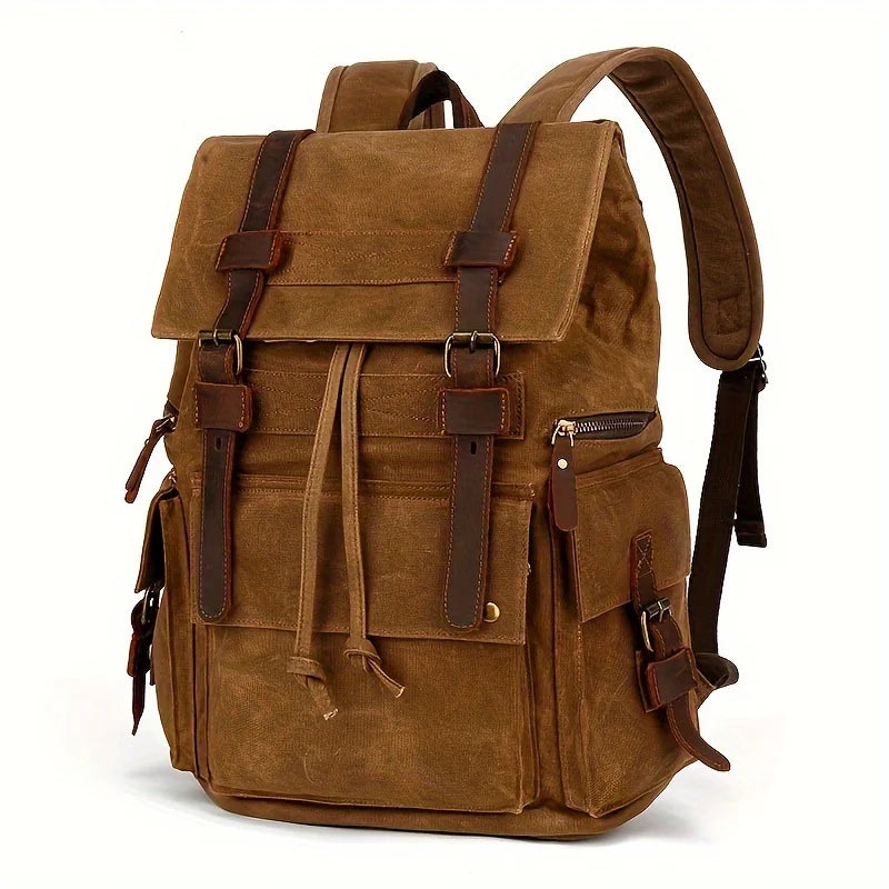 Indiana's Vintage Leather Canvas Backpack
