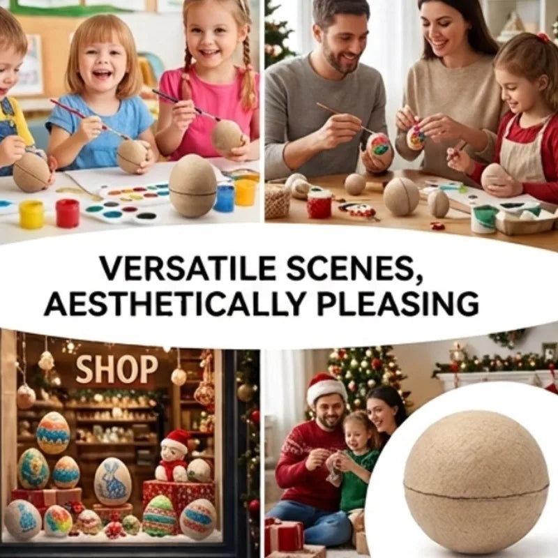 DIY Paintable Papier-mâché Balls Xmas Tree Hanging Ornaments Blank Fillable Paper Sphere