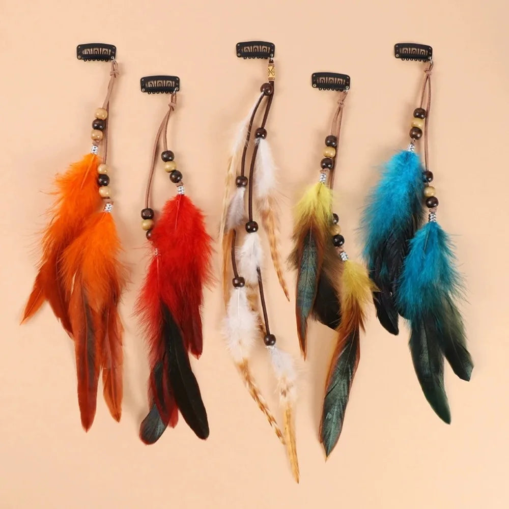 Boho Feather Hair Clips Headdress Festival Hair
