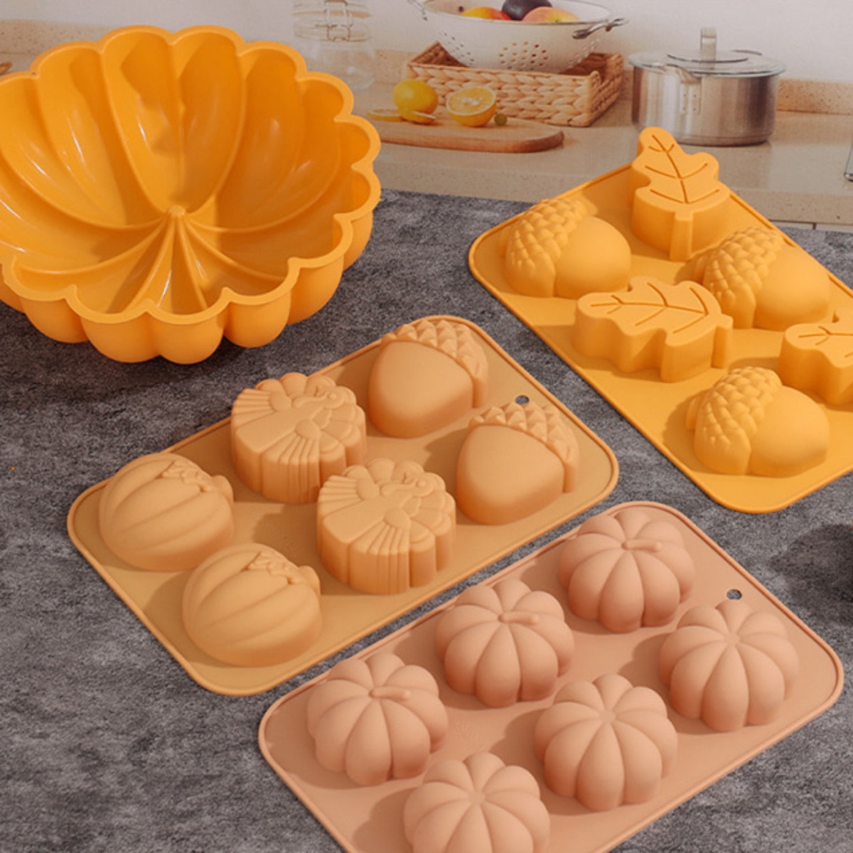 Harvest Halloween Pumpkin Pinecone Baking Soap Chocolate Candle DIY Craft Silicone Mould