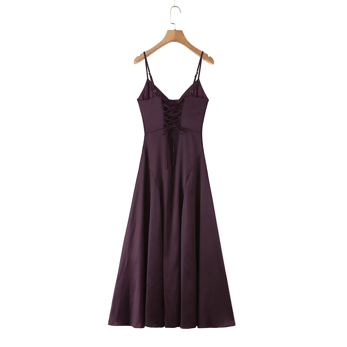 Laced Back Satin Sling Slip Dress Layering Piece