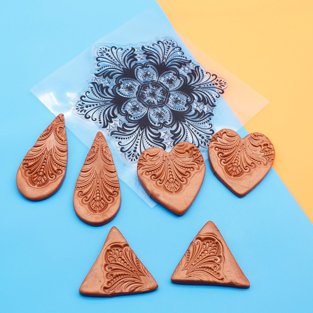 9cm Mandala Pottery Polymer Clay Texture Sheets Embossing Stamp