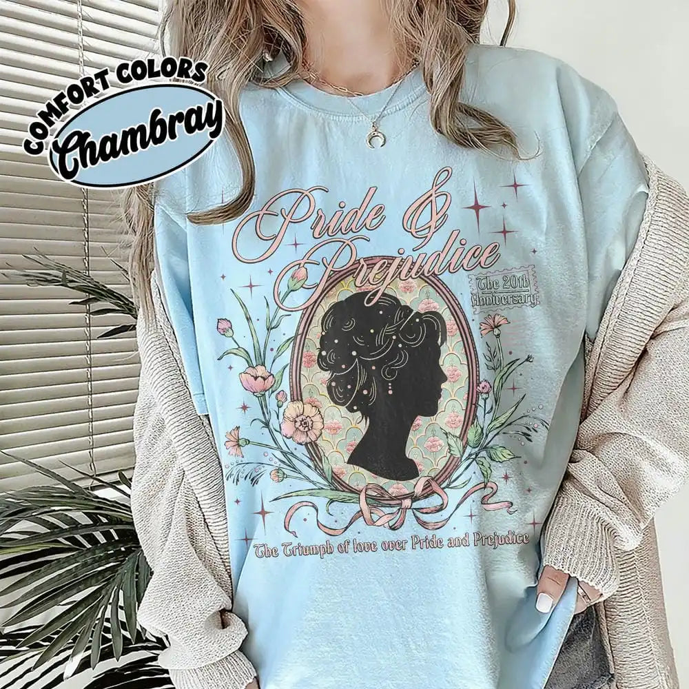 Pride and Prejudice T-Shirt Cotton Tee Book Lover Shirt