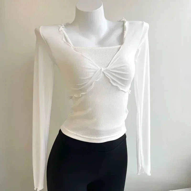 Mesh Dance Tops Bolero Shrug Tie Front