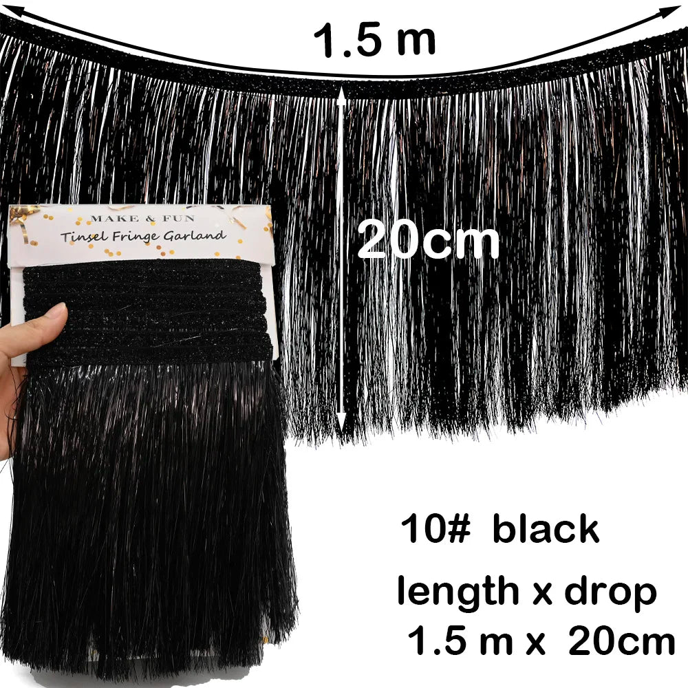 1.5m Gorgeous Fringe Tassel Banner Party Foil Garlands Wall Ceiling Decoration