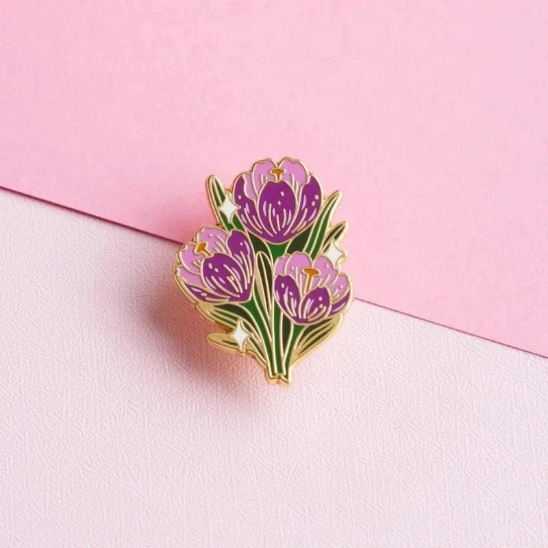 Wildflower Botanical Enamel Pins Badges