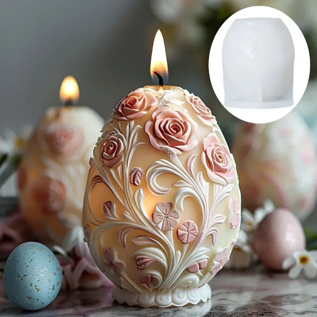 3D Easter Rabbit Relief Egg Silicone Mould Resin Candle Soap Plaster DIY Crafts