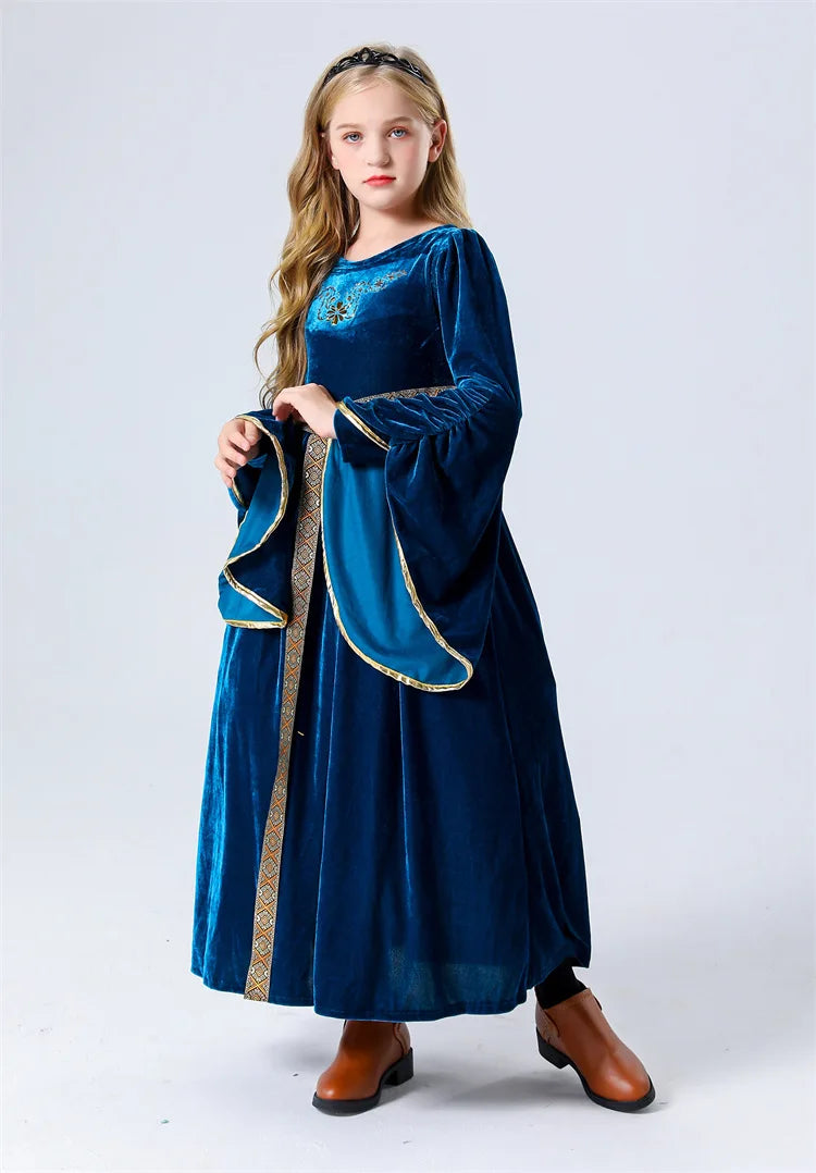 Girls Medieval Court Velvet Gowns Cosplay Costume