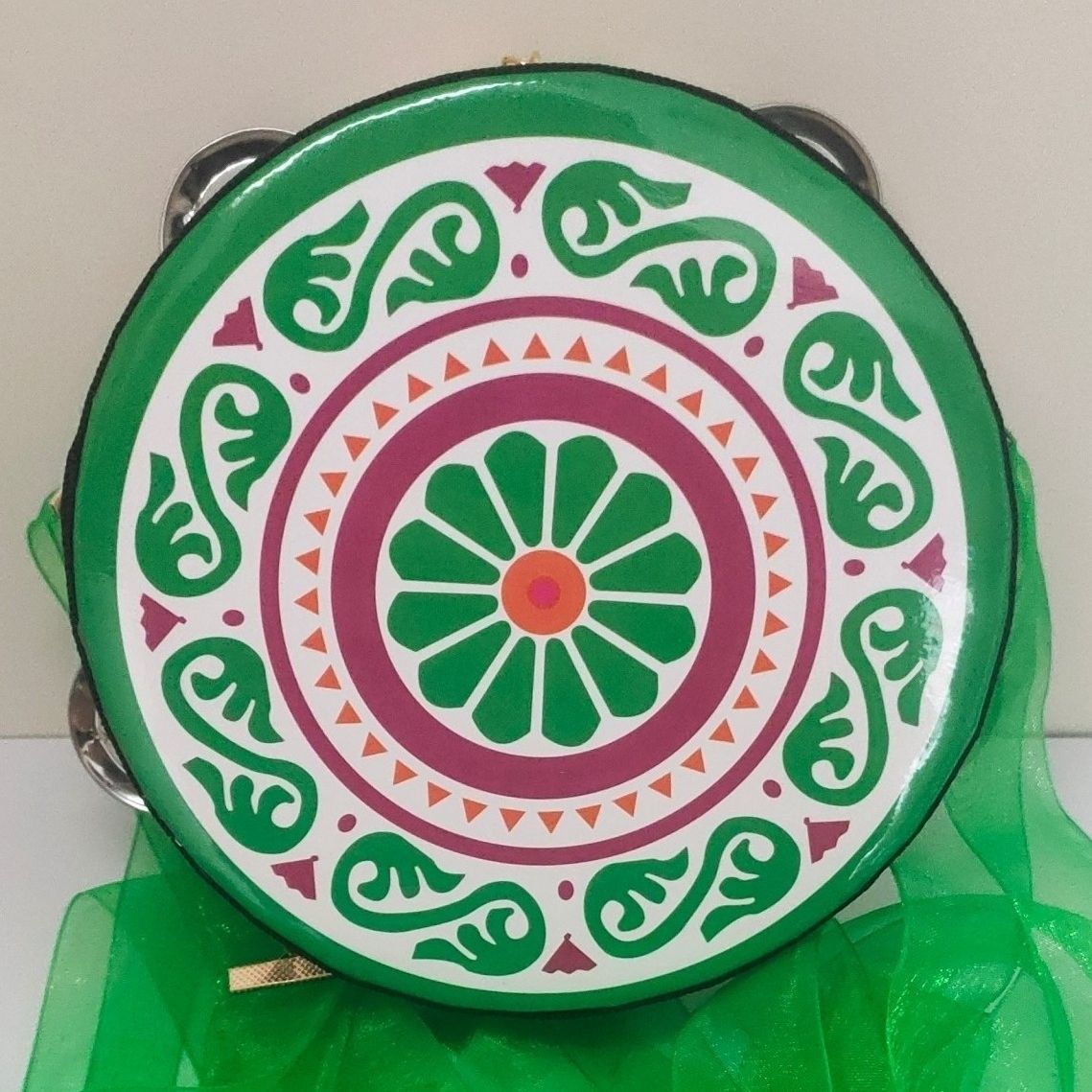 6 Inch Tambourine with Ribbons Dance Performance Musical Instruments