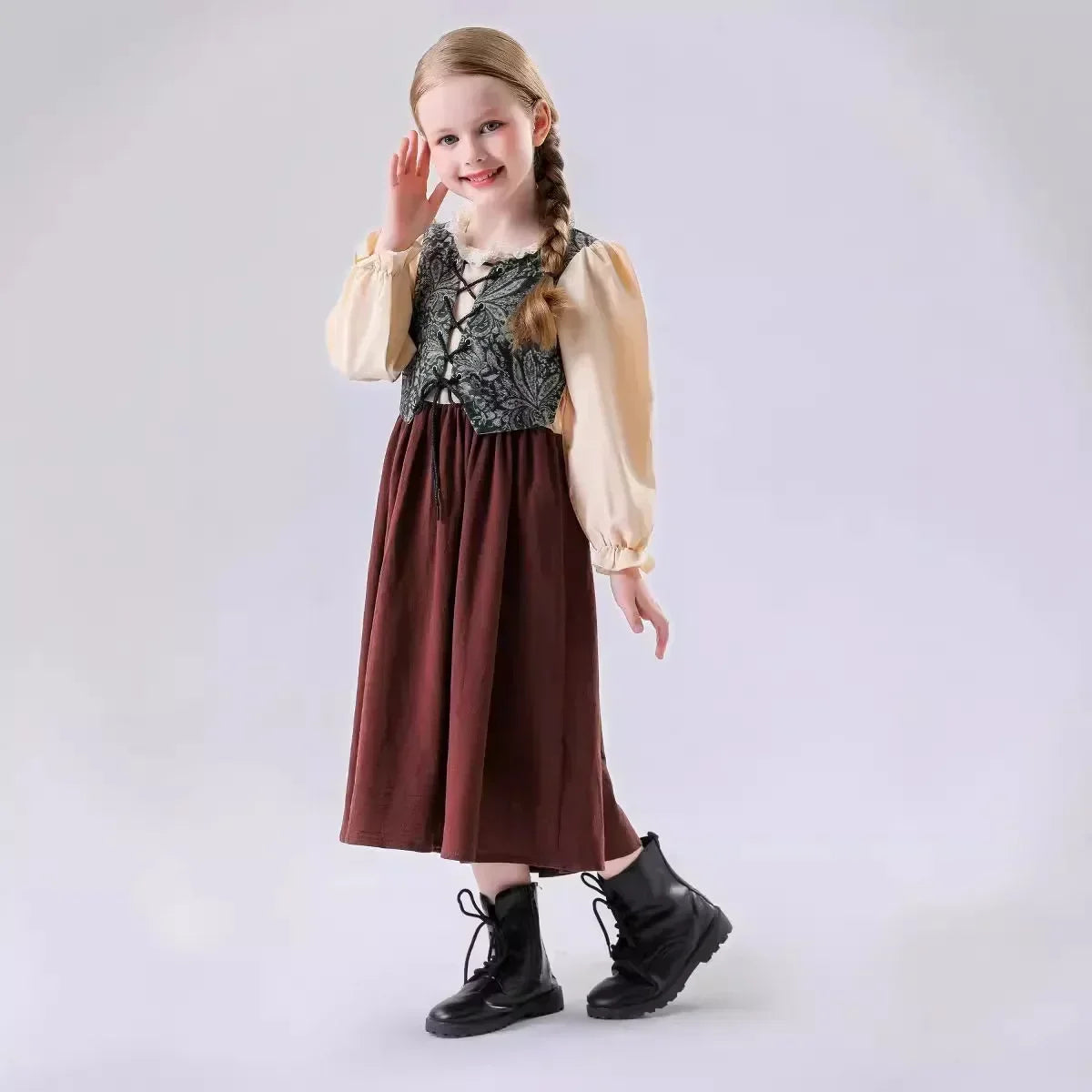 Medieval Peasant Children Cosplay Halloween Stage Performance Costumes