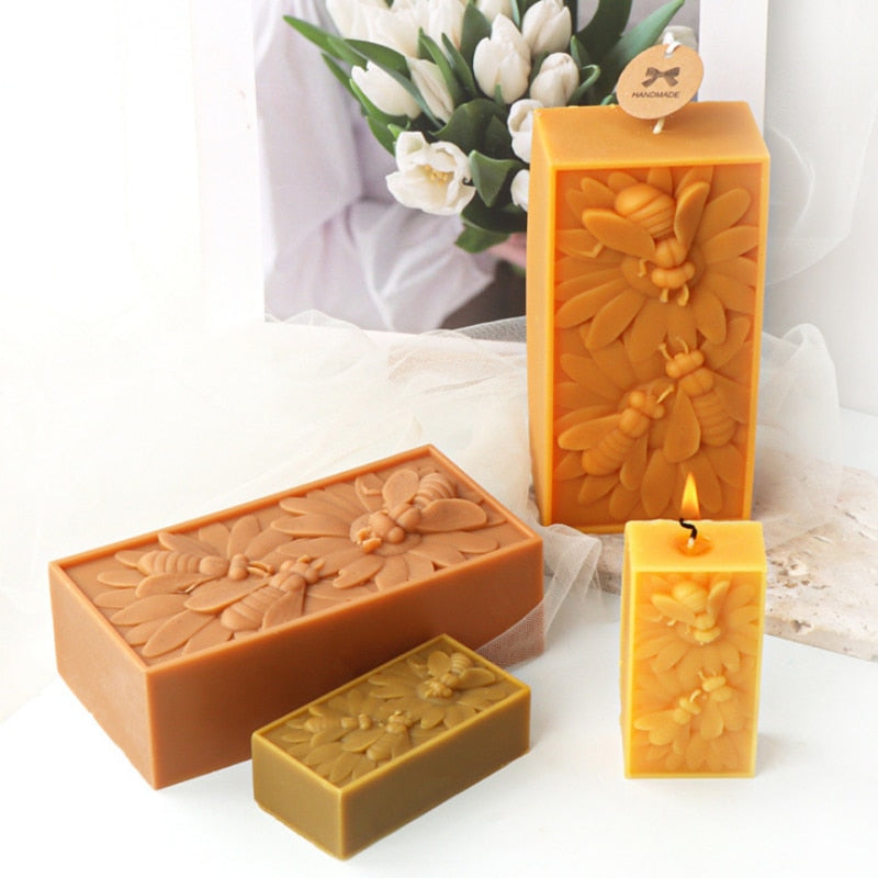 Bee Flower Silicone Mould DIY Soap Resin Baking Plaster Candle Making Moulds