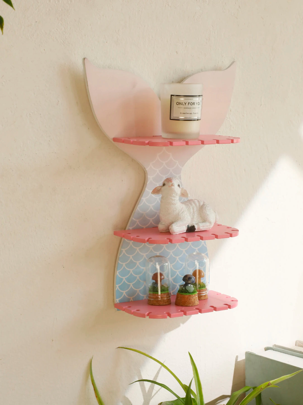 3 Tier Mermaid Tail Wall Floating Wall Shelf Jewellery Hair Accessories Display Shelves