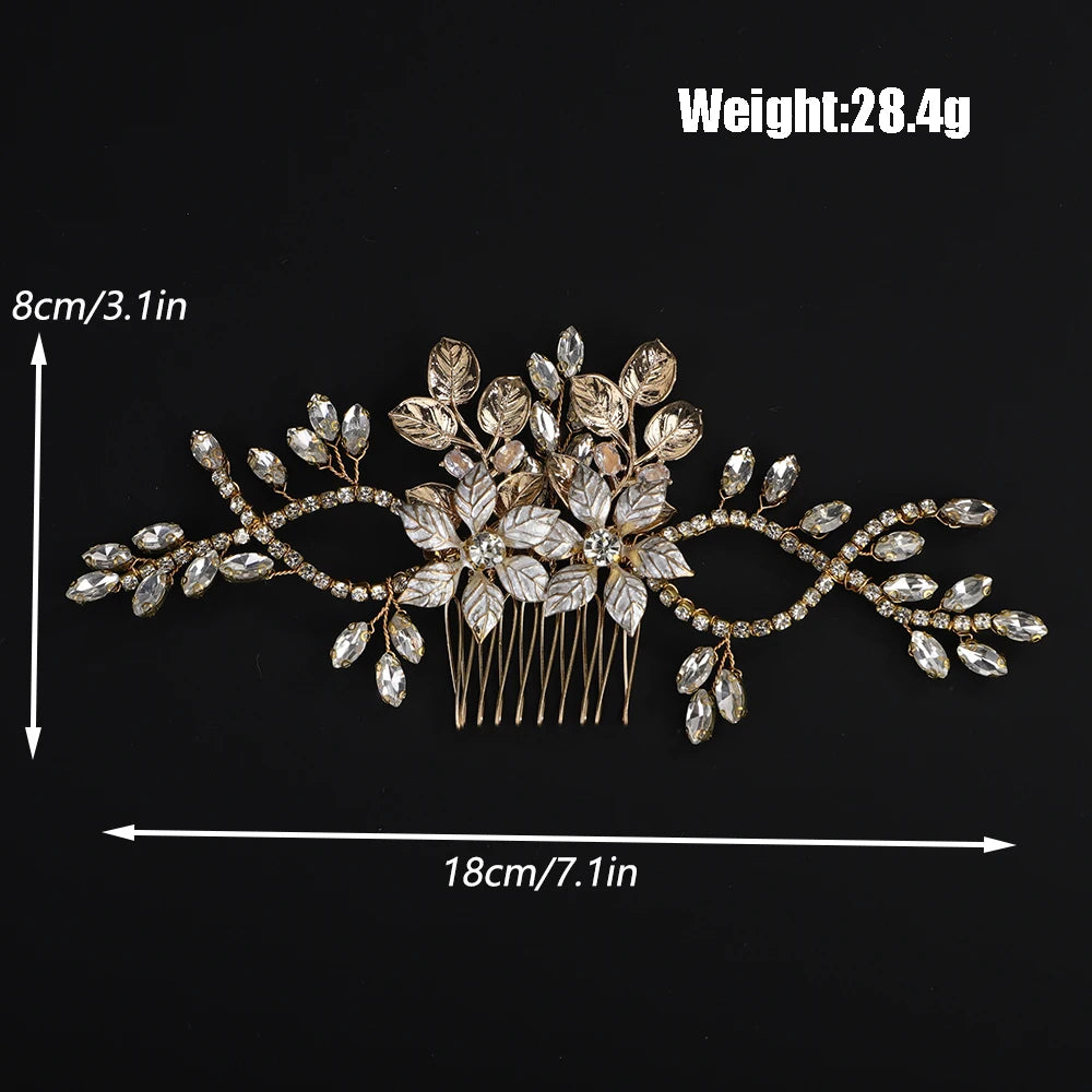 Gold Flower Wedding Hair Comb Bridal Hair Accessories Handmade Headpiece