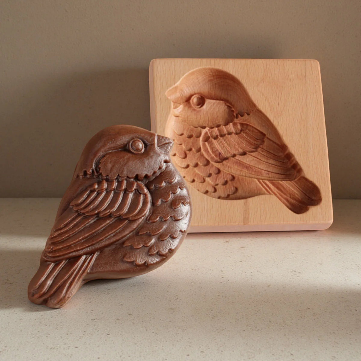 Farm Treats Wooden Cookie Moulds with Animals Patterns, Bird, Goose, Horse, Hedgehog, Flowers