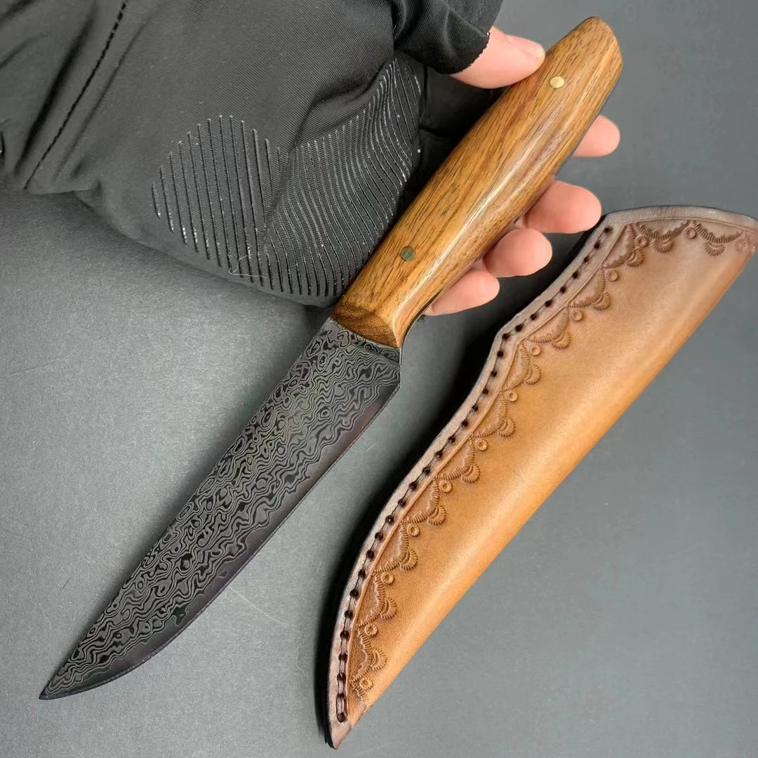5 Inch Utility Knife With Cover 67 Layer Damascus Steel Blade Wood Handle Sharp Chef Paring Kitchen Knives Cooking Tools