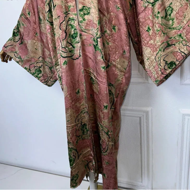Paris Double-sided Print Silk Feel Long Sleeve Boho Kimono Duster