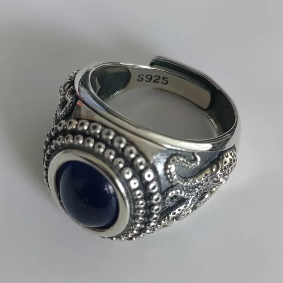 The Kraken of the Depths S925 Sterling Silver Rings Zircon Octopus