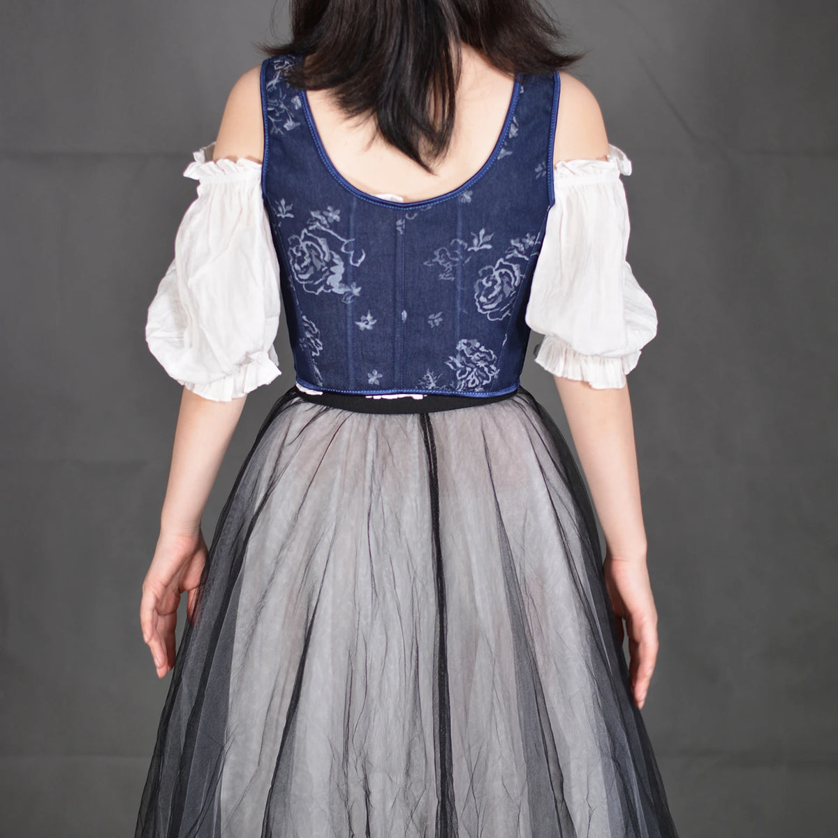 Blue Rose French Renaissance Corset Tops Lace-up Overbust Corset