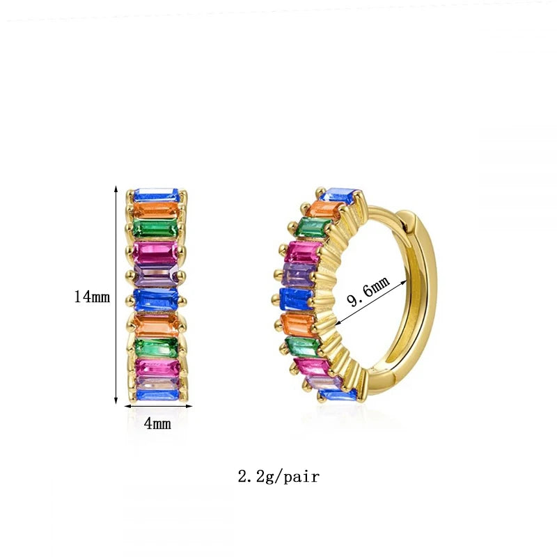 Colourful Zircon Gold Stud Earrings Mix'n'Match