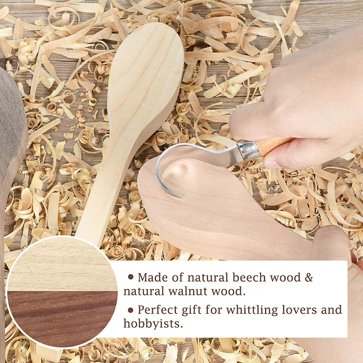 Wood Carving Spoon Blanks Carve Your Own Spoon Beech and Walnut DIY Wood Crafts Wood 5/10 PCS