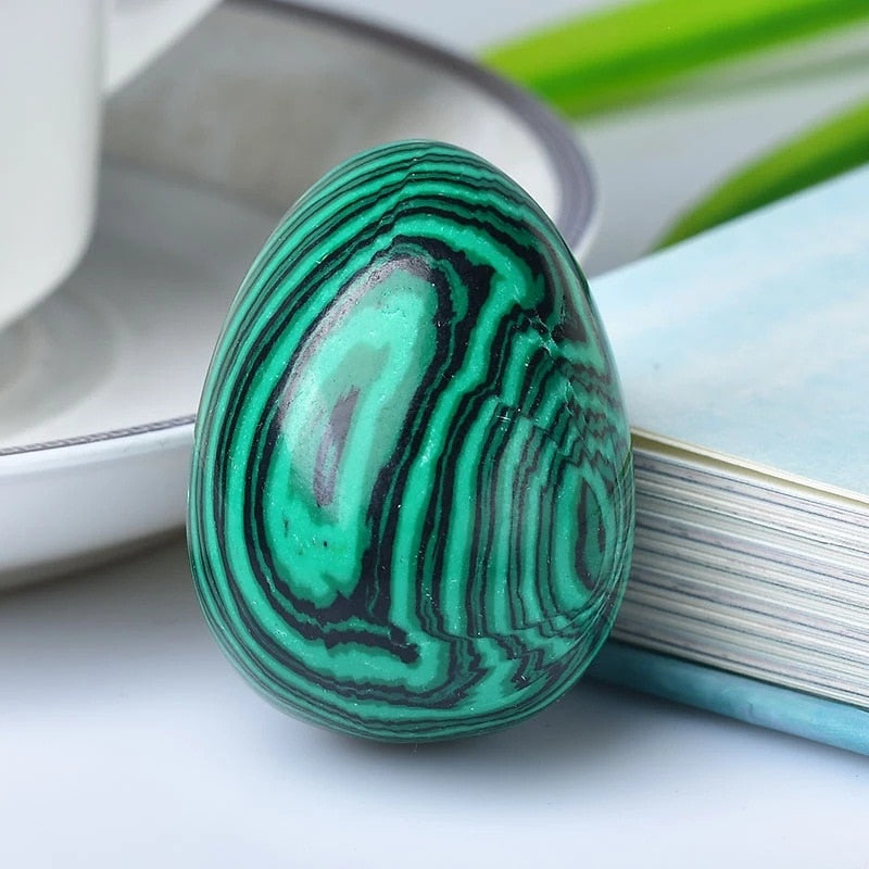 48mm Natural Crystal Healing Stone Egg + Base
