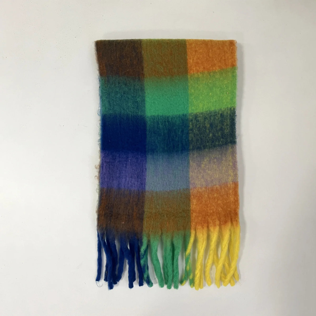 Colour Blocks Autumn Winter Plaid Scarves Imitation Cashmere Mohair