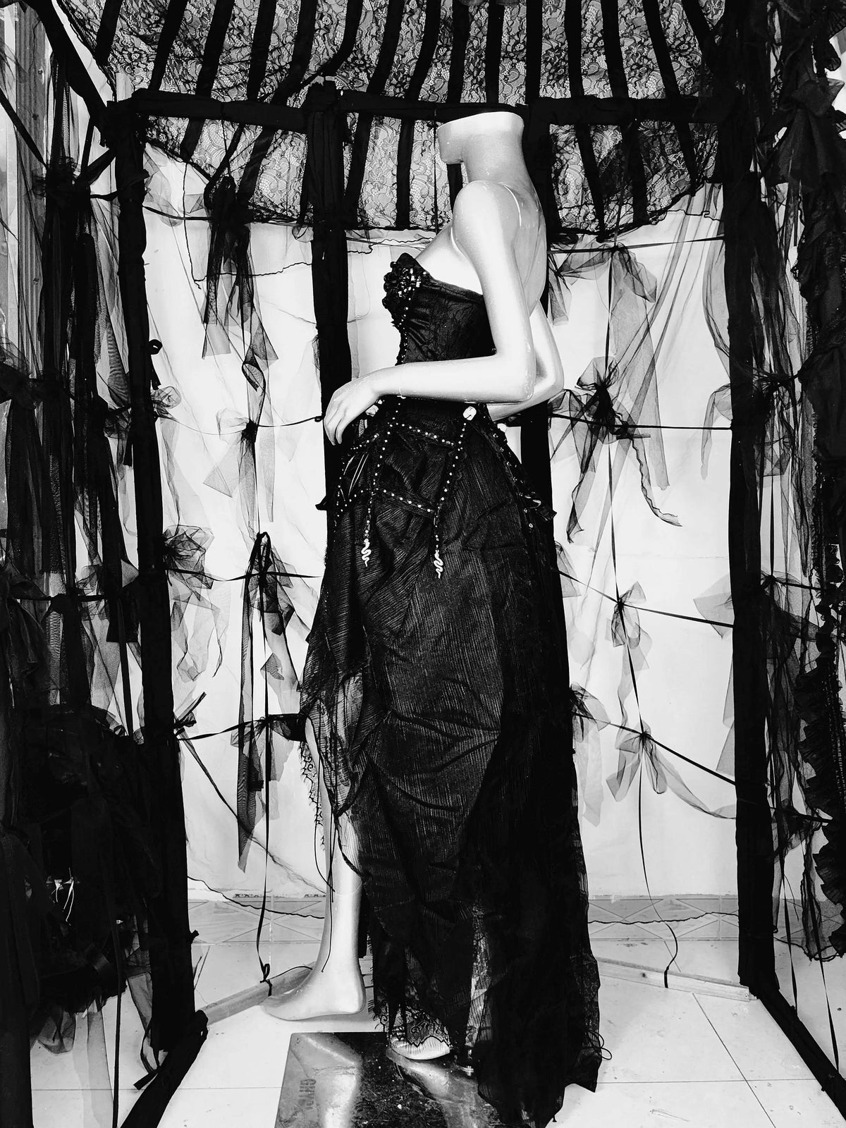 Pure Black Gothic Black Skeleton Hands Laced Corset Top