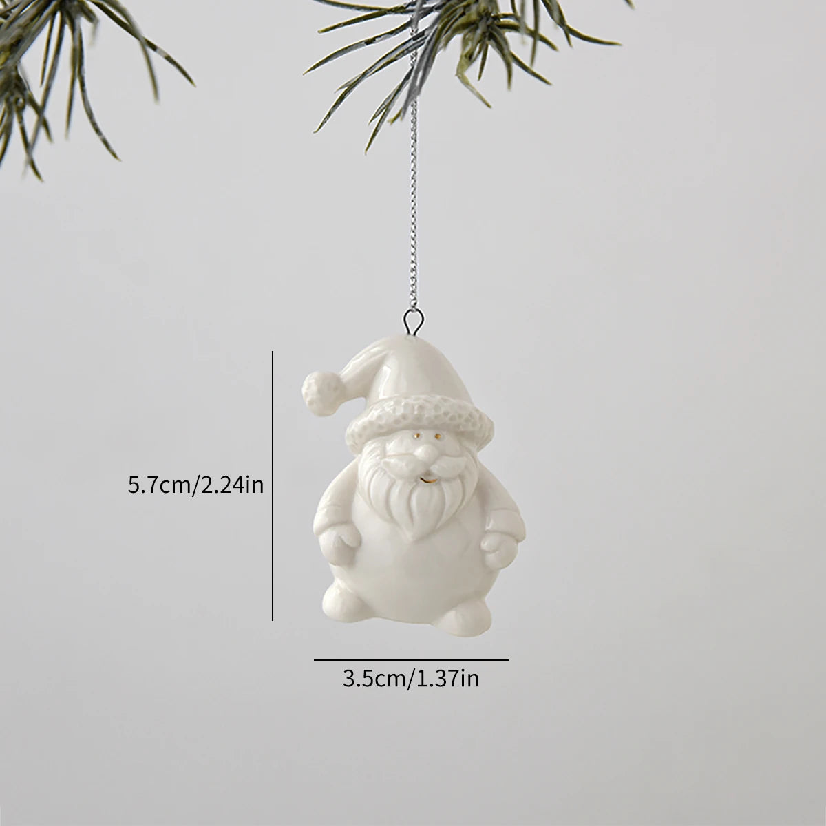 White Ceramic Christmas Tree Ornaments Snowman Reindeer Xmas Hanging Decor