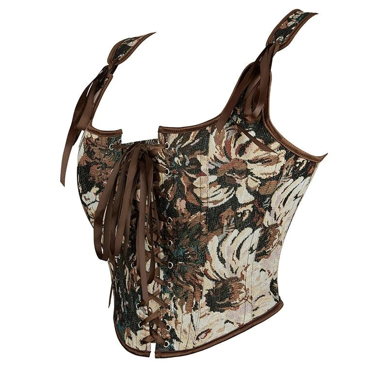 Meadow's Renaissance Lace Up Boned Floral Corset