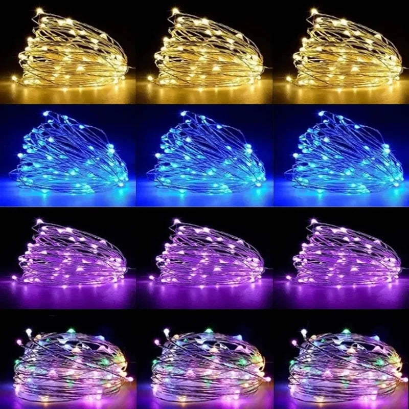 1m-30m Copper Wire LED String Light 8 Colours Fairy Lights Battery Powered